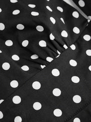 Cotton-blend Halter Neck Polka Dot Backless Flared Mini Dress