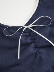 Cotton-blend Halter Neck Ruched Front Cami Top