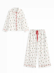 Christmas Graphic Oversized Top & Mid Rise Drawstring Wide Leg Trousers Loungewear Set Curve & Plus