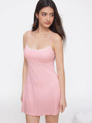 Square Neck Lace Bowknot Cami Mini Nightdress