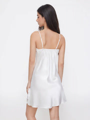 Satin V-neck Floral Lace Bowknot Cami Nightdress