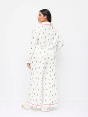 Christmas Graphic Oversized Top & Mid Rise Drawstring Wide Leg Trousers Loungewear Set Curve & Plus