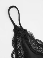 Jersey V-neck Lace Trim Lounge Top