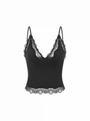 Jersey V-neck Lace Trim Lounge Top