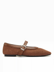 WOVEN STRAP MARY JANE FLATS