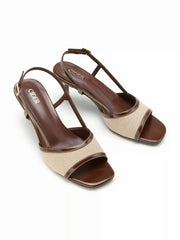 TWO-TONE STRAP SLINGBACK SANDALS
