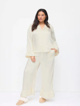 Satin Collar Oversized Top & High Rise Drawstring Wide Leg Trousers Loungewear Set Curve & Plus