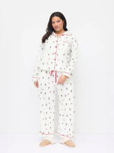 Christmas Graphic Oversized Top & Mid Rise Drawstring Wide Leg Trousers Loungewear Set Curve & Plus