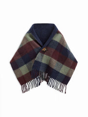 PLAID FRINGED SHAWL