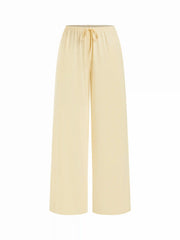 Deer Graphic Square Neck Cropped Tank Top & Mid Rise Drawstring Straight Leg Trousers Loungewear Set