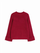 Knit Round Neck Roll Up Oversized Sweater Curve & Plus