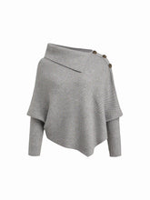 Knit Asymmetrical Neck Poncho Sweater Curve & Plus