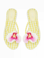 FLOWER & GINGHAM FLIP-FLOP SLIPPERS