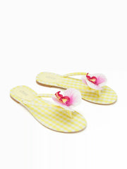 FLOWER & GINGHAM FLIP-FLOP SLIPPERS