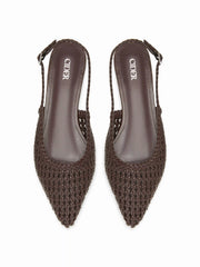 WOVEN POINTED TOE SLINGBACK FLATS