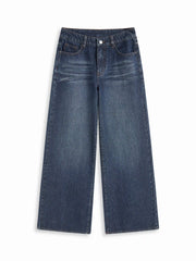 Washed Denim Low Rise Straight Leg Jeans