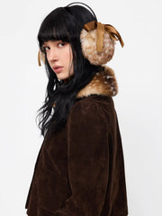 BOWKNOT DECOR DEER PRINT FUZZY EARMUFFS