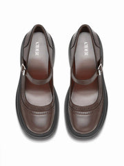 CHUNKY HEELED BUCKLE LOAFERS