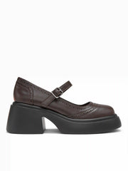 CHUNKY HEELED BUCKLE LOAFERS