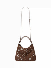 FAUX SUEDE STUDDED SHOULDER BAG & CROSSBODY BAG