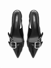 POINTED TOE BUCKLE KITTEN HEELS