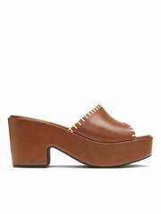 FAUX LEATHER PLATFORM MULE SANDALS