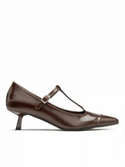 POINTED TOE T-STRAP KITTEN HEELS