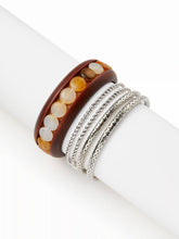5 PCS RESIN BEADED & TEXTURED BRACELET SET