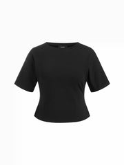 Cotton-blend Round Neckline Tee Curve & Plus