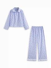 Cotton-blend Gingham Broderie Anglaise Oversized Top & High Rise Lettuce Trim Wide Leg Trousers Loungewear Set
