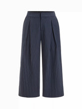 Mid Rise Stripe Pleated Wide Leg Trousers Curve & Plus