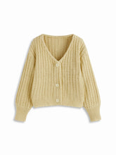 V-neck Button Chunky Knit Oversized Cardigan