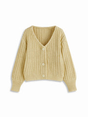 V-neck Button Chunky Knit Oversized Cardigan