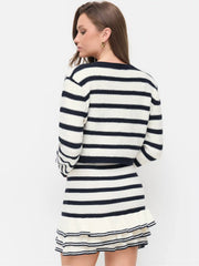Knit Striped Long Sleeve Cardigan