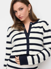 Knit Striped Long Sleeve Cardigan