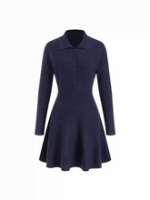 Knit Collar Button A-line Mini Dress