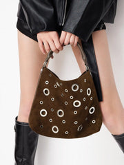 FAUX SUEDE STUDDED SHOULDER BAG & CROSSBODY BAG