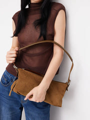 FAUX SUEDE SQUARE SHOULDER BAG