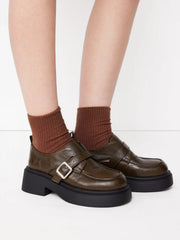 CHUNKY HEEL BUCKLE LOAFERS
