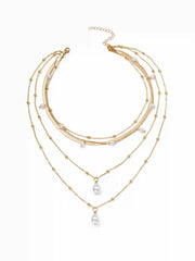 FAUX PEARL LAYERED NECKLACE