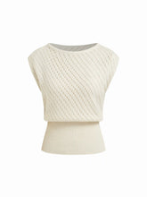 Knit Boat Neck Hollow Out Top