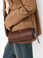 DISTRESSED CYLINDRICAL SHOULDER BAG