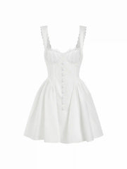 Satin Sculptural Sweetheart Ruched Lace Up Tank Mini Dress