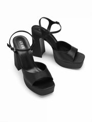 SATIN ADJUSTABLE STRAP PLATFORM CHUNCKY HEEL