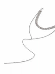 RHINESTONE Y-SHAPED LAYERED NECKLACE