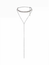 RHINESTONE Y-SHAPED LAYERED NECKLACE