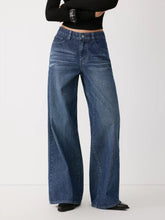 Washed Denim Low Rise Straight Leg Jeans