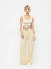Deer Graphic Square Neck Cropped Tank Top & Mid Rise Drawstring Straight Leg Trousers Loungewear Set