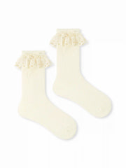 BOWKNOT DECOR LACE CREW SOCKS