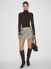 Plaid Low Rise Flared Mini Skirt